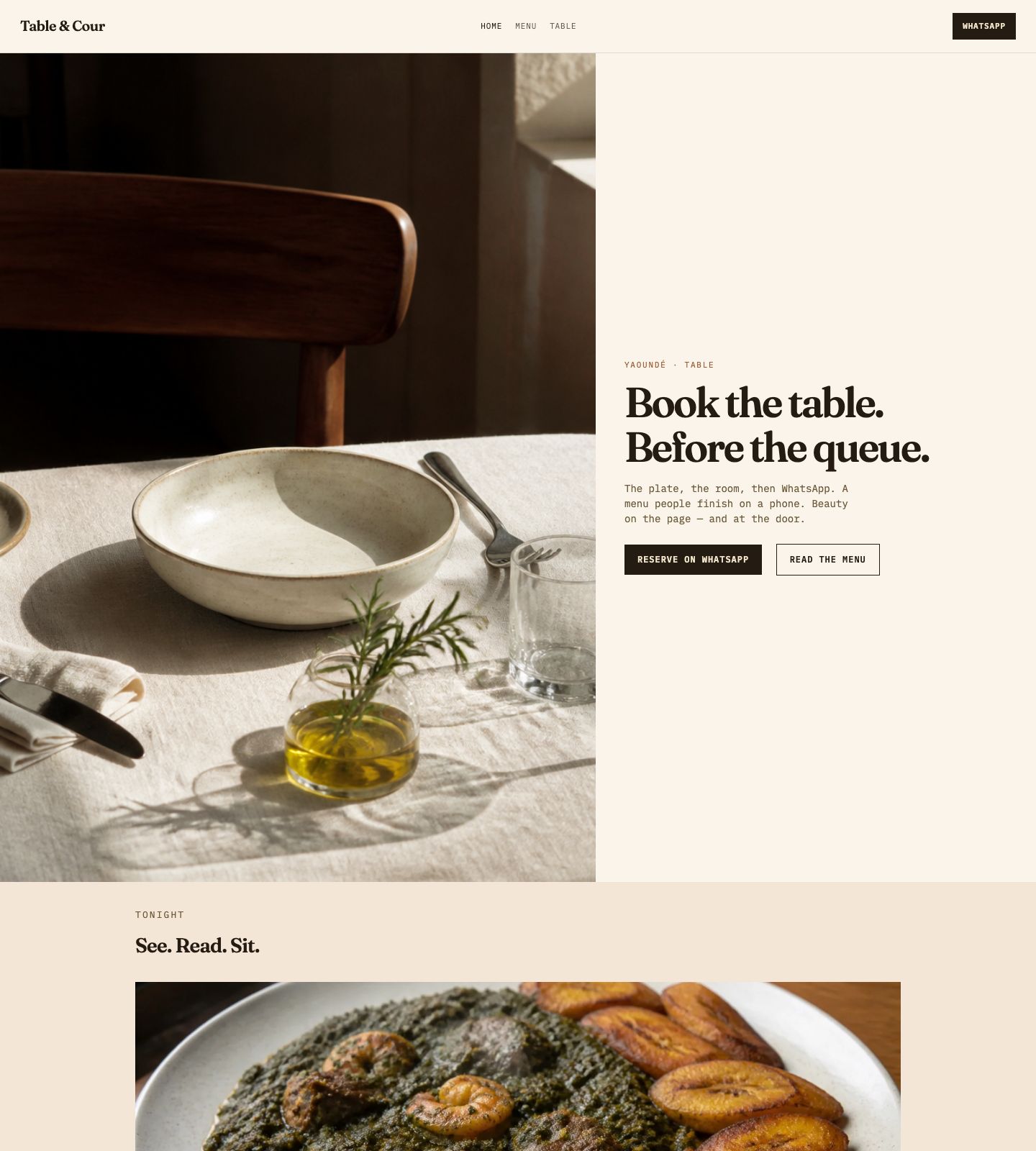 Table & Cour homepage