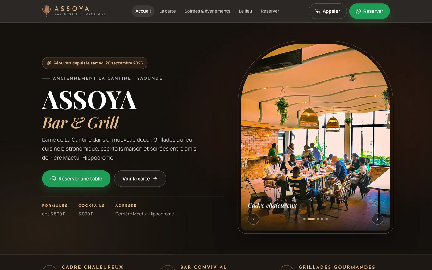 ASSOYA Bar & Grill — website concept + print
