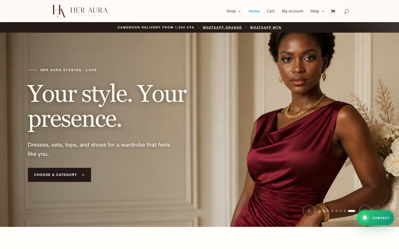 Her Aura editorial look — lady in cream silk