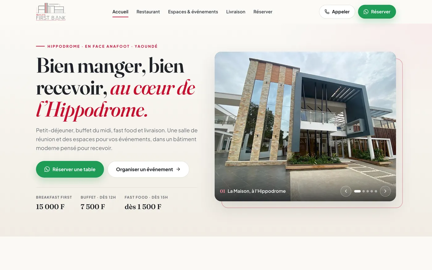 La Maison de la First Bank — website concept + print
