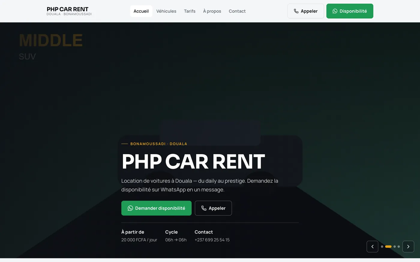 PHP Car Rent — website concept