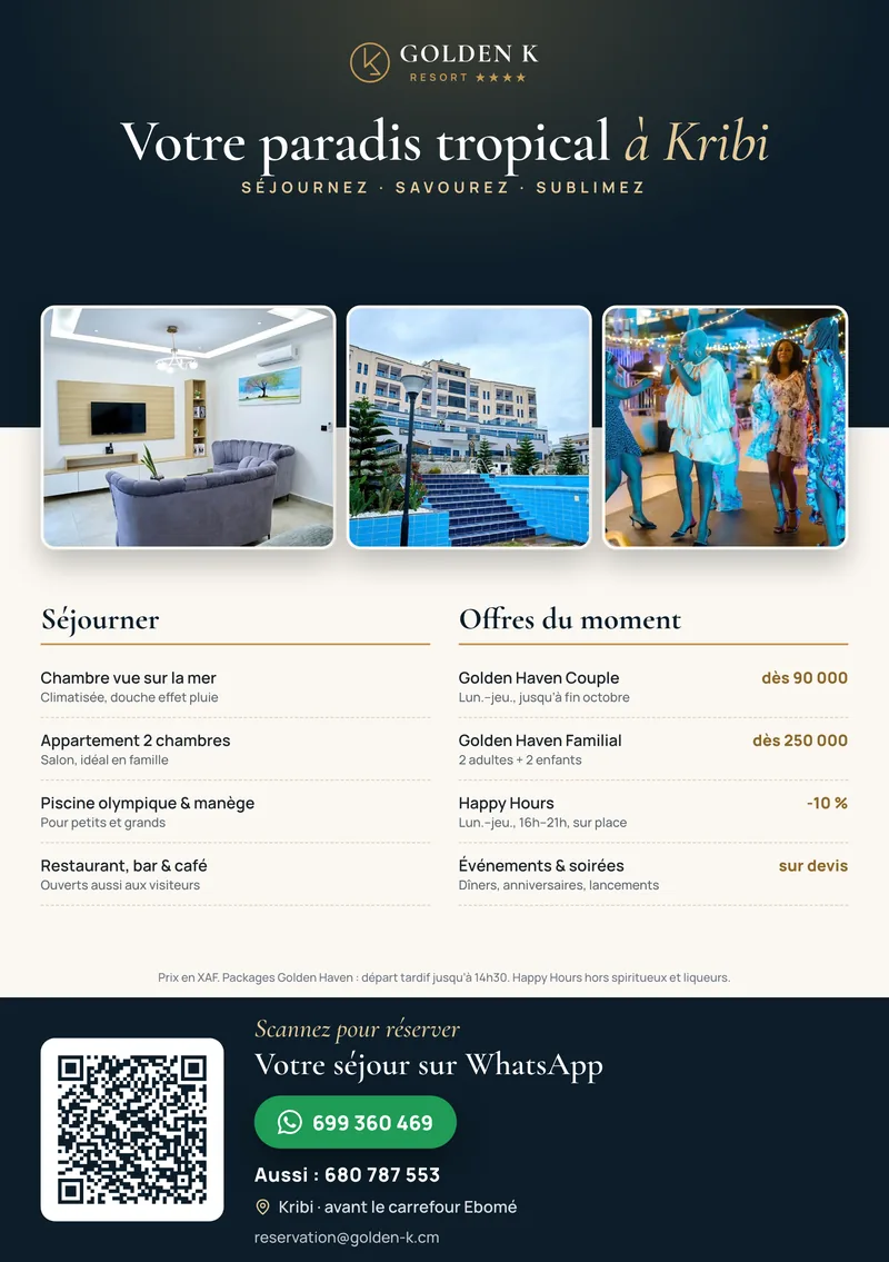 Golden K Hotel Resort — a5 flyer with whatsapp qr